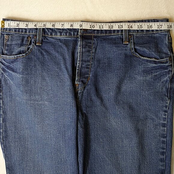 Levi Strauss Denim Jeans Juniors 17 Button Fly Stretch Low Rise Flare Med Wash - Picture 9 of 15